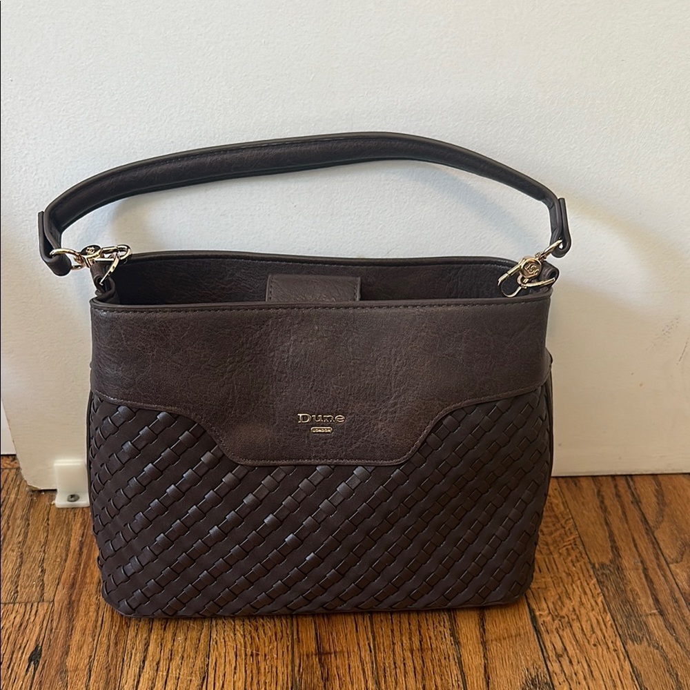 Dark Brown Woven Shoulder Bag